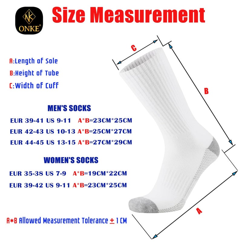 ONKE Max Full Cushion Crew Socks for Men Heavy Duty Work Boot Steel Toe Workout Athletic Thick Warm Moisture Wicking Control(White L) - Image 5